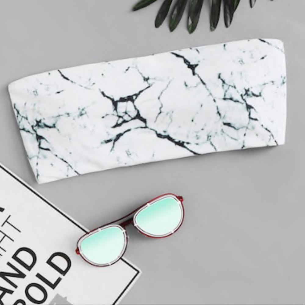 🆕 Marble Print Beach Bandeau Top
